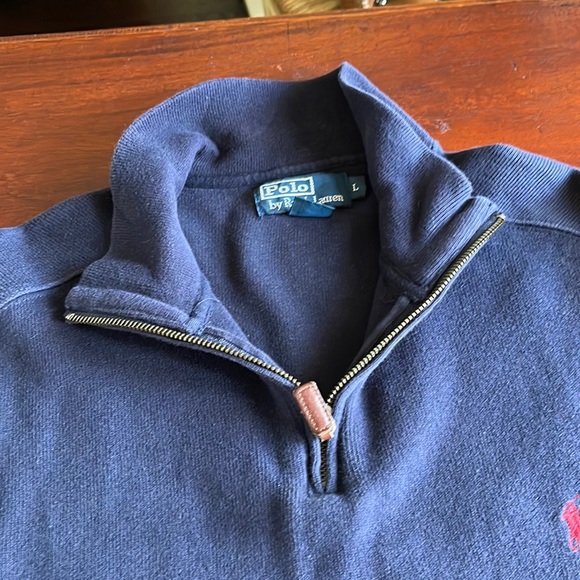 Ralph Lauren 3/4 zip Pullover Sweater Sz Lg Navy Blue - Picture 5 of 5